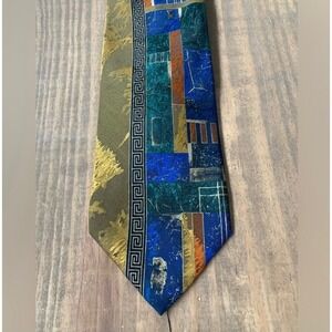 Retro 90's IMM Silk Italian Tie Abstract Geometric Funky Eclectic Grandpa